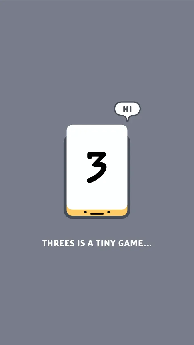 Threes! title card describing the game as a tiny puzzle